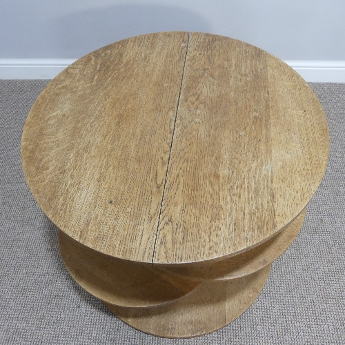 A Heals limed oak circular Book Table, circa 1930's, with two swing out circular tiers, the top with - Image 3 of 7