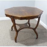 An Edwardian inlaid mahogany octagonal centre Table, some minor losses to inlay, W 88cm x 88cm x H