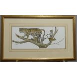 Kenneth Norman Lilly (British, 1929-1996), Leopard and Cubs, watercolour, signed in pencil "Ken