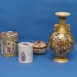 An early 20thC Chinese porcelain famille rose Jar and Cover, of cylindrical form, decorated with