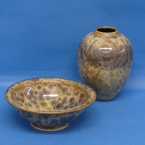 A small studio pottery Bowl by Maurice Young, together with corresponding Vase, and a tray by Andrew - Bild 2 aus 4