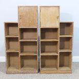 A pair Heals style limed oak Bookcases, circa 1930's, each with open shelves and single upper