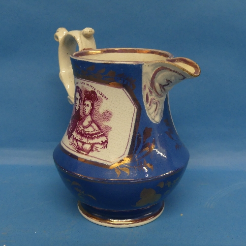 A Victoria and Albert commemorative Wedding Jug, 1840, of waisted shape with ornate scroll - Bild 2 aus 4