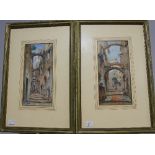 M. Allavena (Spanish School, 19th/20th century), Mediterranean alley scenes, a pair, watercolour,