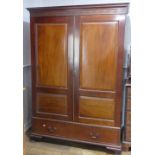 Edwardian mahogany Wardrobe, the interior fitted with drawer slides and compartments, W 142cm x H