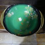 A Carltonware chinoiserie-style Dish, in green with gilt decorations, together with a large Minton