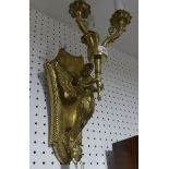 A pair of classical design gilt metal Wall Sconces, H 50cm, together with one similar (3)