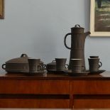 A vintage Dansk Designs Coffee Set, comprising of a tall Coffee Pot, cracked, six Cups and
