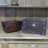 A Victorian mahogany Workbox, with Mother-of-Pearl inlay, together with an early 19thC rosewood