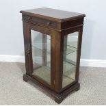 An early 20thC mahogany Display Cabinet, with mirror back and shallow frieze drawer, W 61cm x H 88cm