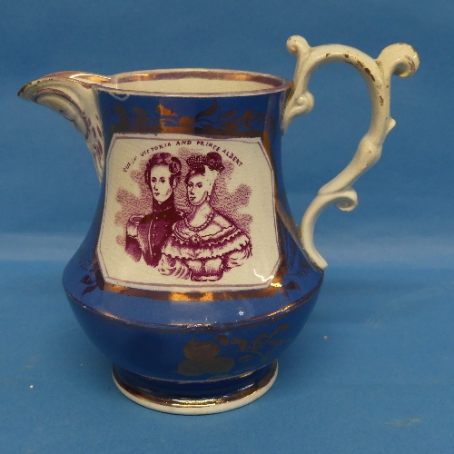 A Victoria and Albert commemorative Wedding Jug, 1840, of waisted shape with ornate scroll - Bild 3 aus 4