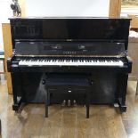 A Yamaha U1 upright Piano, circa 2007, metal framed overstrung in bright ebonised case, serial no.