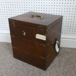 A 19thC brass bound oak Silver Chest, with brass handles on top and sides, baize lining in poor