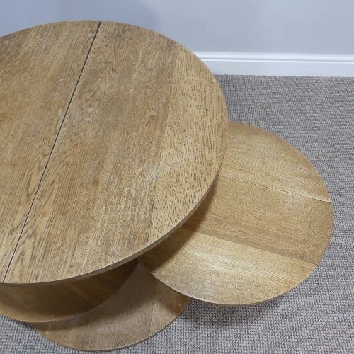 A Heals limed oak circular Book Table, circa 1930's, with two swing out circular tiers, the top with - Image 4 of 7