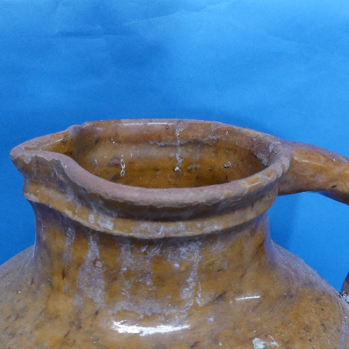 A large antique German salt-glazed stoneware Flagon, with handle and incised 'Z', H 36.5cm, together - Bild 4 aus 4