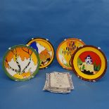 A collection of four limited edition Wedgwood 'Bizarre' Clarice Cliff style Plates, to include 'Blue