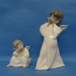 A Lladro 'Mime Angel' Figurine, together with a smaller Lladro angelic figurine (2)