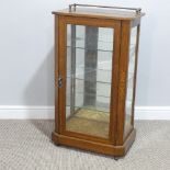 An Edwardian inlaid mahogany Display Cabinet, with brass rail gallery and raised on casters, W