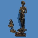 A resin bronze nude female figure, entitled Alethea, limited edition no. 405/750, signed to base