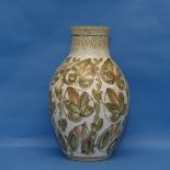 A mid 20thC Denby Glyn College Vase, of baluster form, decorated in greens, with mark to base, H