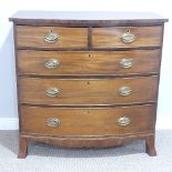 A 19thC mahogany bow-front Chest of Drawers, two short over three graduated long, W 106cm x H