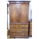 A 19thC mahogany Linen Press, the Victorian base with associated top containing slides, W 127cm x