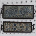 An early 20th century two-handled butterfly wing Serving Tray, 51cm x 33cm, together with two early