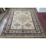 Tribal Rugs: a Turkish hand knotted wool rug, the whole woven with bold geometric patterns in dark