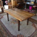 Antique style oak refectory Table, formed of a craftsman made top with cleated ends, on an