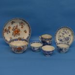 An antique Chinese porcelain blue and white Plate, decorated in flora and fauna, together with three