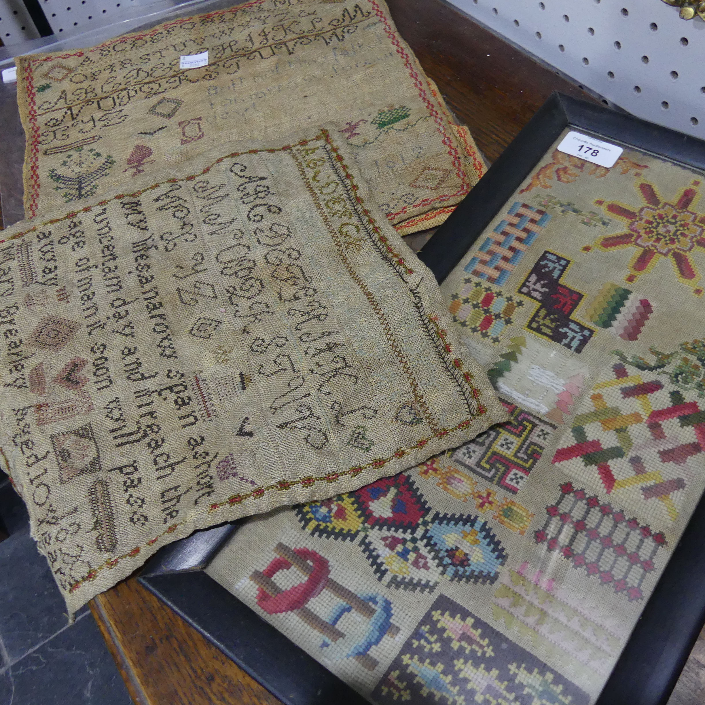 Three early Victorian needlework samplers by Hanah, Sarah and Mary Brearly dated 1812, 1817 and 1820 - Image 5 of 5