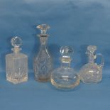 A small quantity of antique Decanters, to include a bulbous Ships Decanter, a square Whiskey