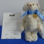 Two boxed Steiff Royal teddy bears, A Diamond Jubilee 27cm vanilla mohair complete with a gold