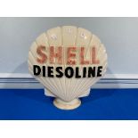 A 'Shell Diesoline' vintage pump globe, moulded glass globe from the top of a gas pump with Shell