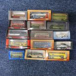 A collection of boxed die cast model buses, to include 17 Oxford Omnibus Coaches, Corgi Classics