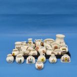 A quantity of Crested Souvenir China, including examples by Goss, Arcadian, Grafton China etc, in