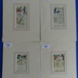 Cricket / Amos Ramsbottom (1889-1927), seven caricatures of Cricketers, ink and watercolour,