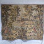 A Medieval style Tapestry of hunting scene, probably by Hines of Oxford (lacks label), interlined