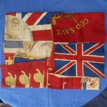 A Collection of nine Royal commemorative flags, including Edward VII coronation, Irish flags, George