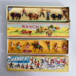A boxed Timpo Lead Ranch Set, from the Wild west series No.206, comprising of 3 horses, 3 riders and