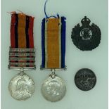 A Queen's South Africa Medal, awarded to 4625 Pte. H.G.Rowland, RL WT Surrey Regt, with four