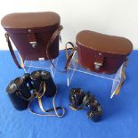 Two pairs of vintage Zeiss binoculars; Carl Zeiss Jena 10x50w multi-coated in case, marked