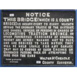 Railwayana; an original cast iron Railway Bridge Sign, by Rudge & Griffith, Stafford, 'NOTICE THIS