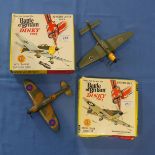 Two boxed Dinky Battle of Britain diecast model Aircraft, comprising a 719 Spitfire MkII and a 721