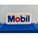 A vintage 'Mobil' Garage Sign, large plastic advertising sign with blue and red molded lettering 128