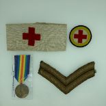 A WW1 Victory Medal, awarded to 36256, Ptye. H. Kennedy R.A.M.C, together with a Red Cross