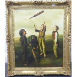 After Robert James (British, 1809-1853), Tossing for Innings, oil on canvas, signed "Wood", slight