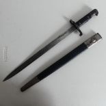 A 19thC British Mark 3 Martini Henry Bayonet,  with steel mounted leather scabbard for MK4, March