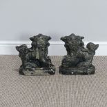 Garden statuary; a pair of stone figures of Chinese Dogs of Foo, H 26cm (2)