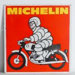 A Michelin pictorial aluminium advertising sign,  aluminium with Mr. Bibendum on a motorbike,